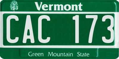 VT license plate CAC173