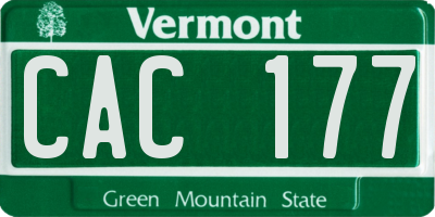 VT license plate CAC177