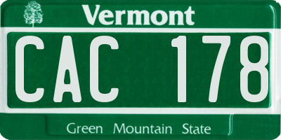 VT license plate CAC178