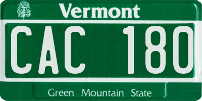 VT license plate CAC180