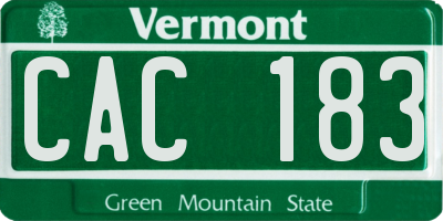 VT license plate CAC183