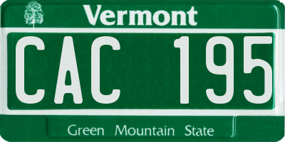 VT license plate CAC195