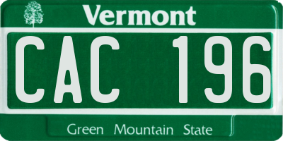 VT license plate CAC196
