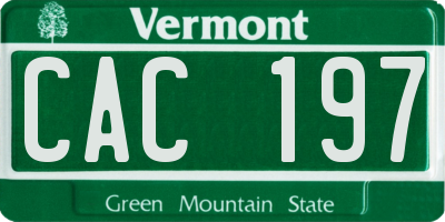 VT license plate CAC197