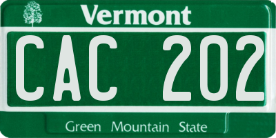 VT license plate CAC202