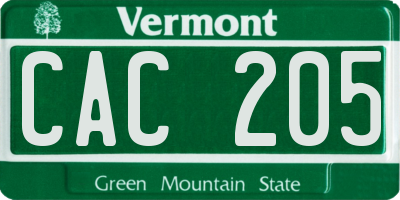 VT license plate CAC205