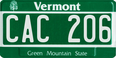 VT license plate CAC206