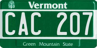 VT license plate CAC207