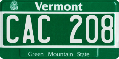 VT license plate CAC208