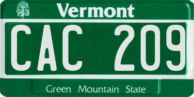 VT license plate CAC209