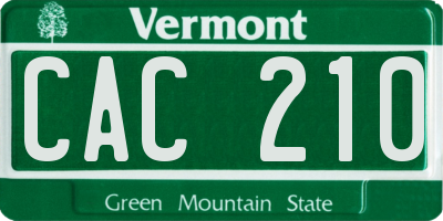 VT license plate CAC210