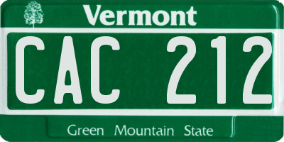 VT license plate CAC212