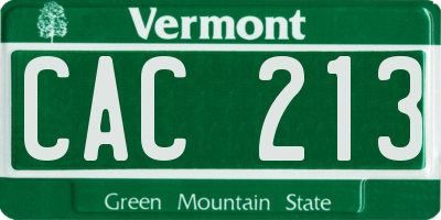 VT license plate CAC213