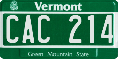 VT license plate CAC214