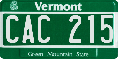 VT license plate CAC215