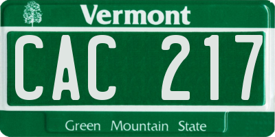 VT license plate CAC217