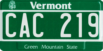 VT license plate CAC219