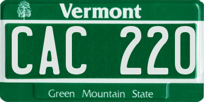 VT license plate CAC220