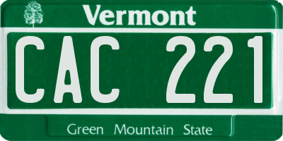 VT license plate CAC221