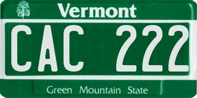 VT license plate CAC222