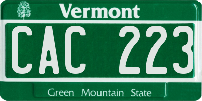 VT license plate CAC223
