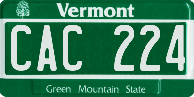 VT license plate CAC224
