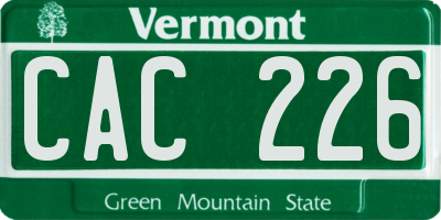 VT license plate CAC226