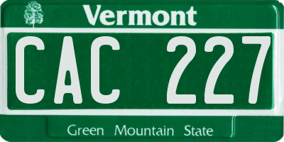 VT license plate CAC227