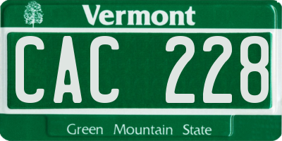 VT license plate CAC228