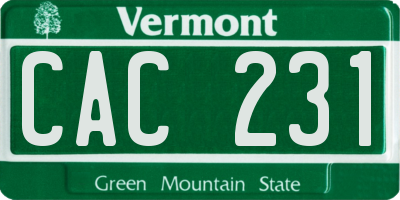 VT license plate CAC231