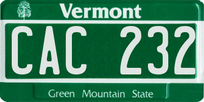 VT license plate CAC232