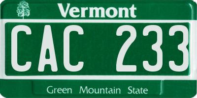 VT license plate CAC233