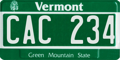 VT license plate CAC234