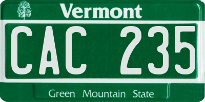 VT license plate CAC235