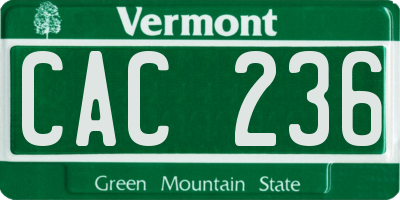 VT license plate CAC236