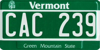 VT license plate CAC239