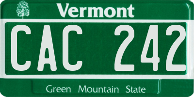 VT license plate CAC242