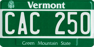 VT license plate CAC250