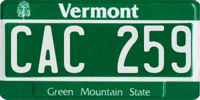 VT license plate CAC259
