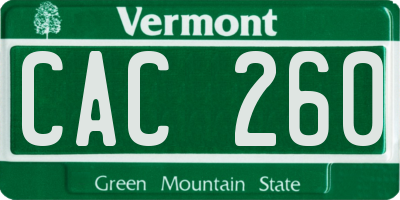 VT license plate CAC260