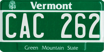 VT license plate CAC262