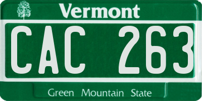 VT license plate CAC263