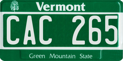 VT license plate CAC265