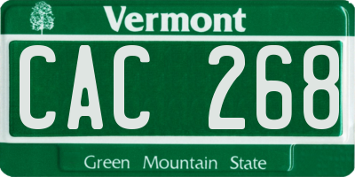 VT license plate CAC268