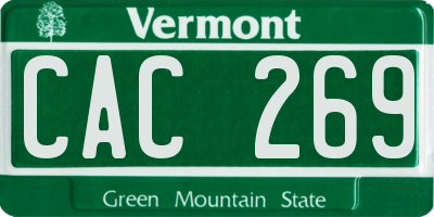 VT license plate CAC269