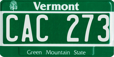 VT license plate CAC273