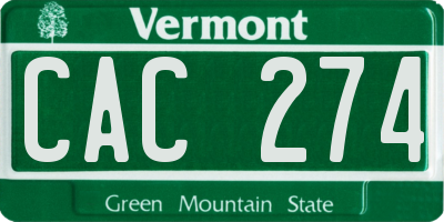 VT license plate CAC274