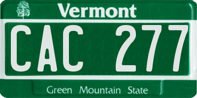 VT license plate CAC277