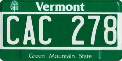 VT license plate CAC278