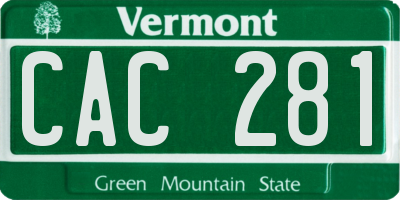VT license plate CAC281